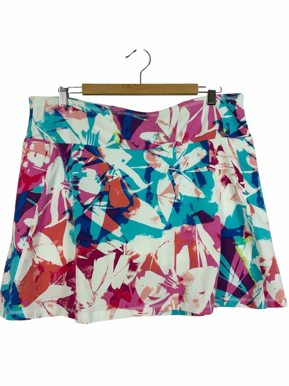 T by Talbots Floral Print Skort Skirt with Built-In Shorts XL Petite Golf Tennis